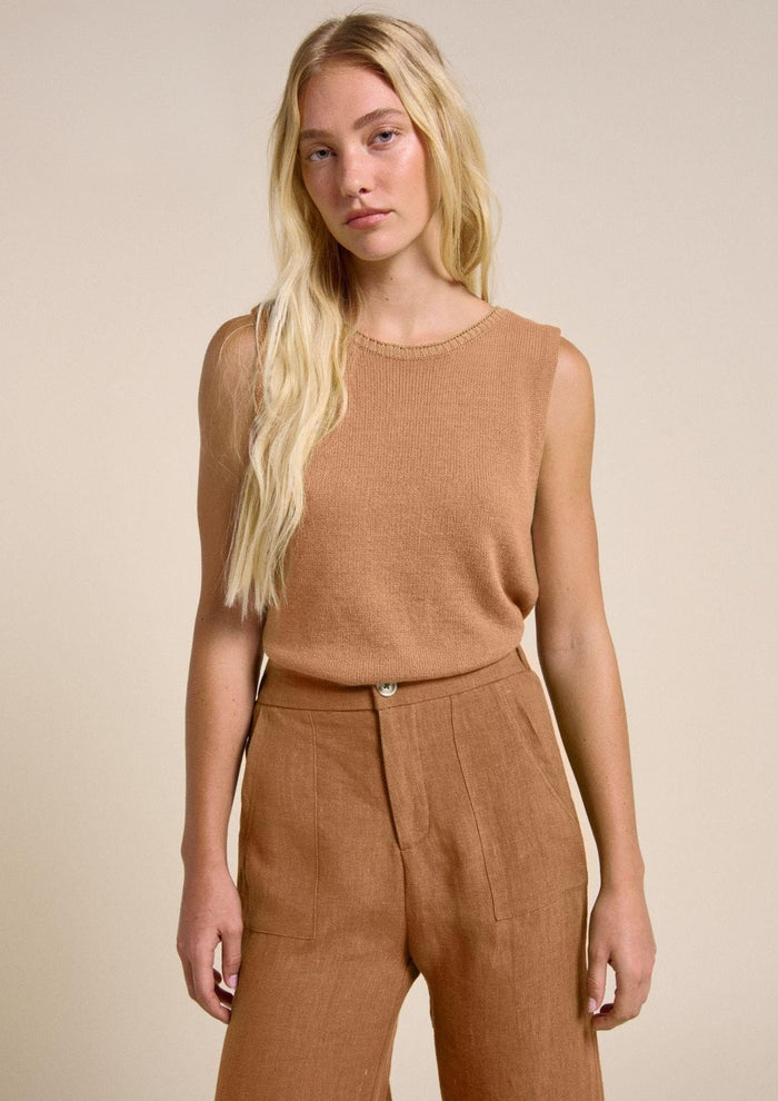RITA KNIT TANK - CAMEL